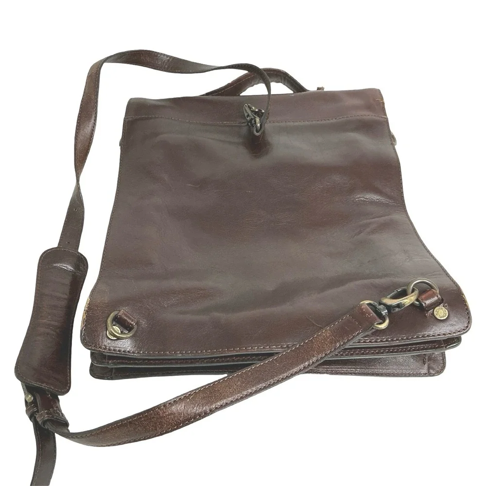 Monsac Vintage Brown Leather Convertible Backpack Briefcase Messenger Bag